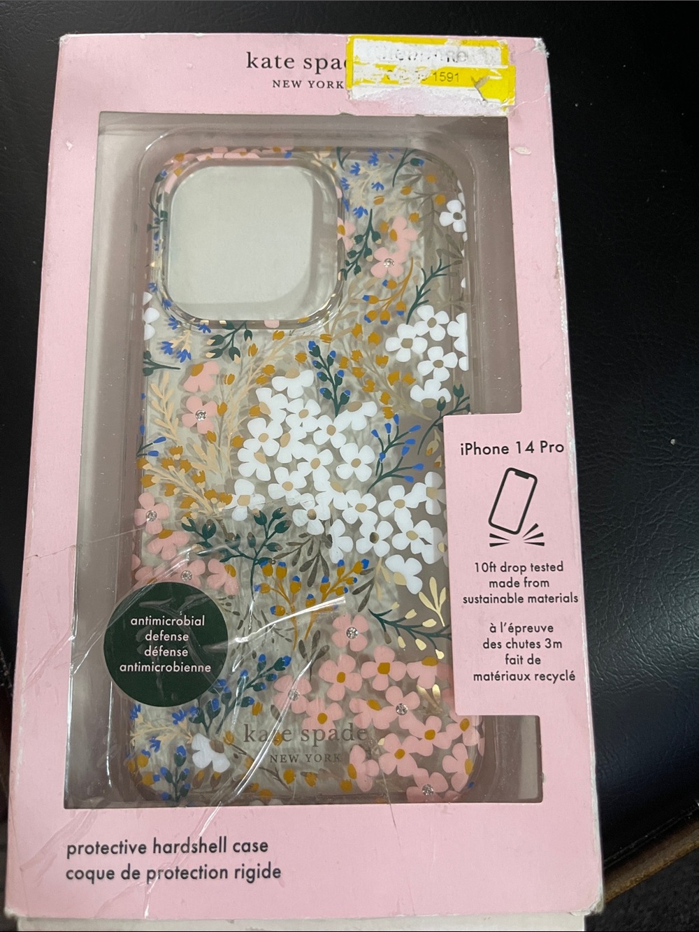 kate spade Pink & White Floral iPhone 14 Pro Case with Green & Blue Accents